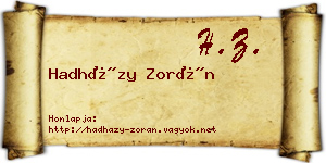 Hadházy Zorán névjegykártya